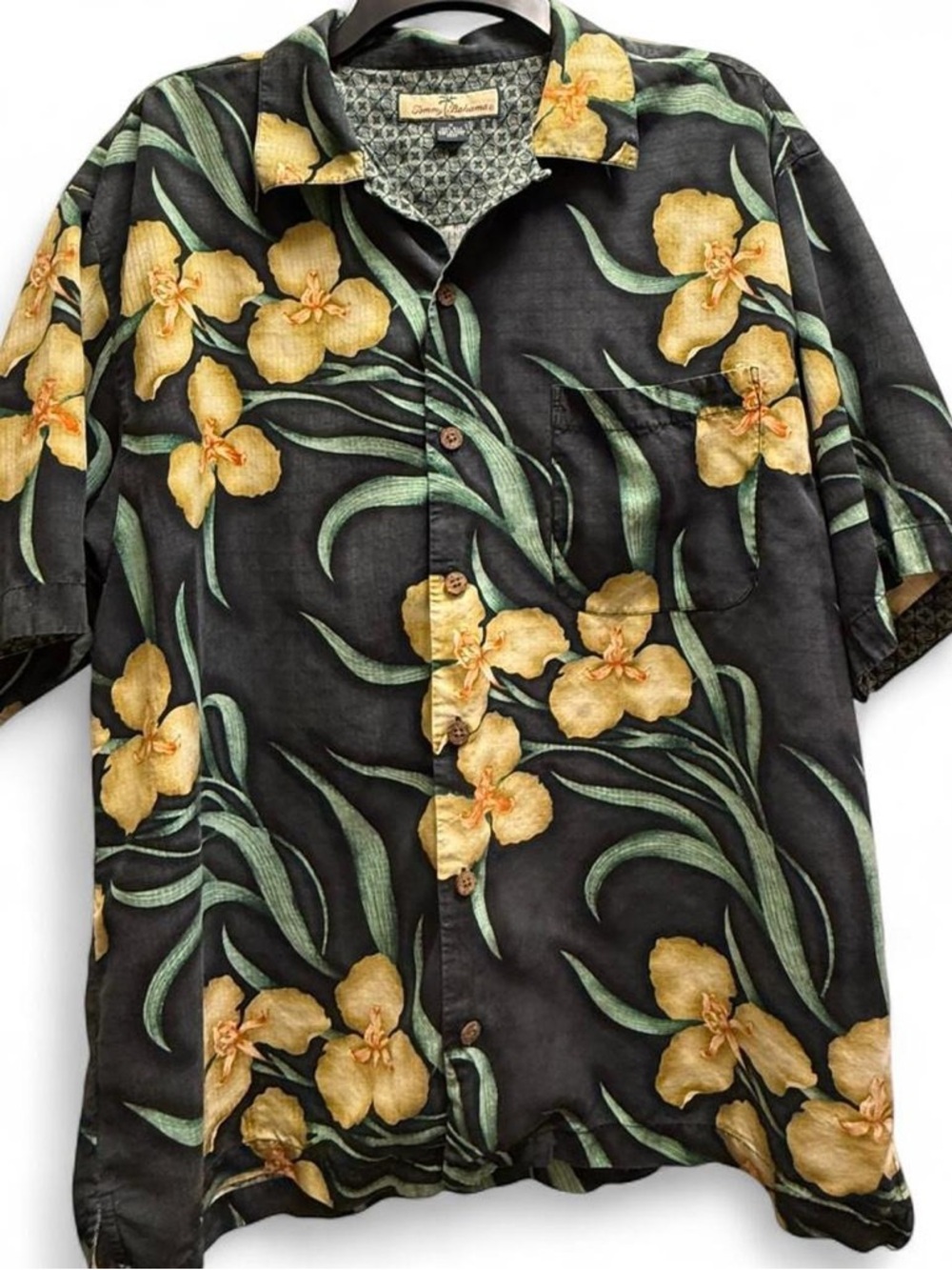 Tommy Bahama Green and Black Silk Shirt